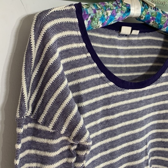 Roxy long sleeve striped casual beach knit long sleeve shirt small violet ivory - Picture 3 of 7